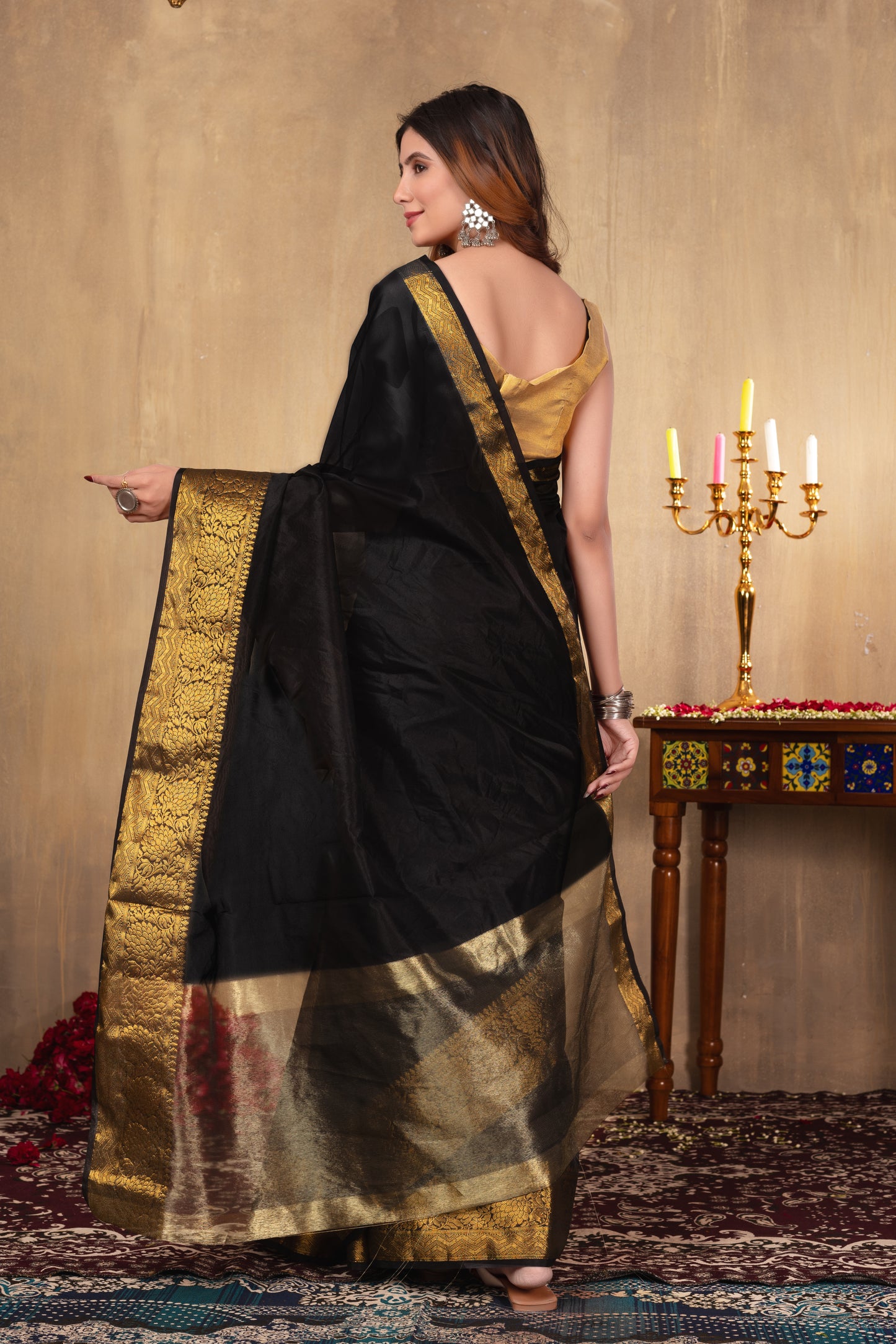 R O H I N I || Organza Tissue Saree with Zari Border