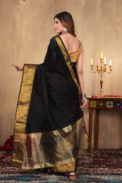 R O H I N I || Organza Tissue Saree with Zari Border