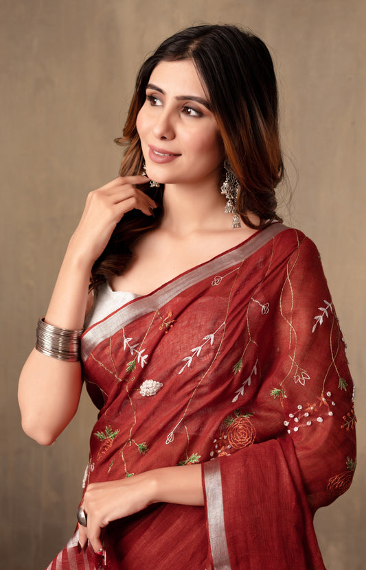 M A H A N A D I || Pure Linen saree