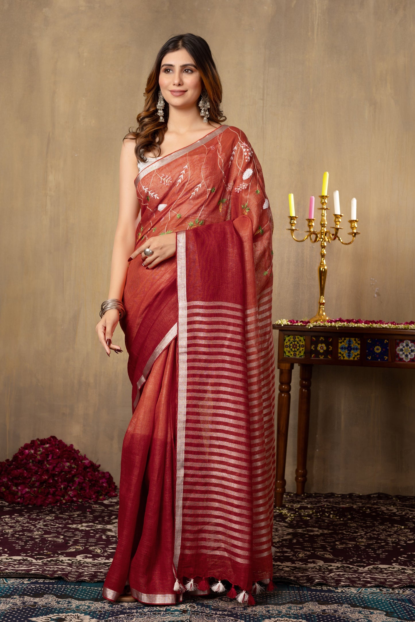 V A I S H N A V I || Pure Linen Saree