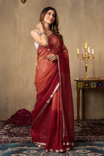 V A I S H N A V I || Pure Linen Saree