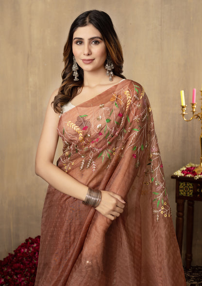 V A M I K A || Organza hand embroider Saree