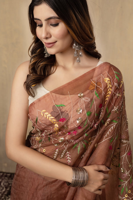 V A M I K A || Organza hand embroider Saree