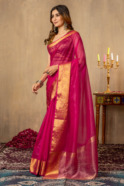 S H E F A L I || Organza Tissue saree with Zari Border