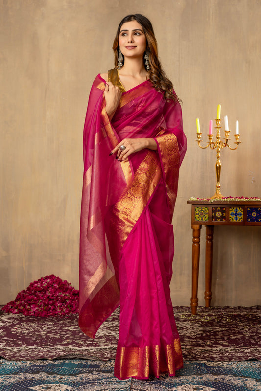 S H E F A L I || Organza Tissue saree with Zari Border