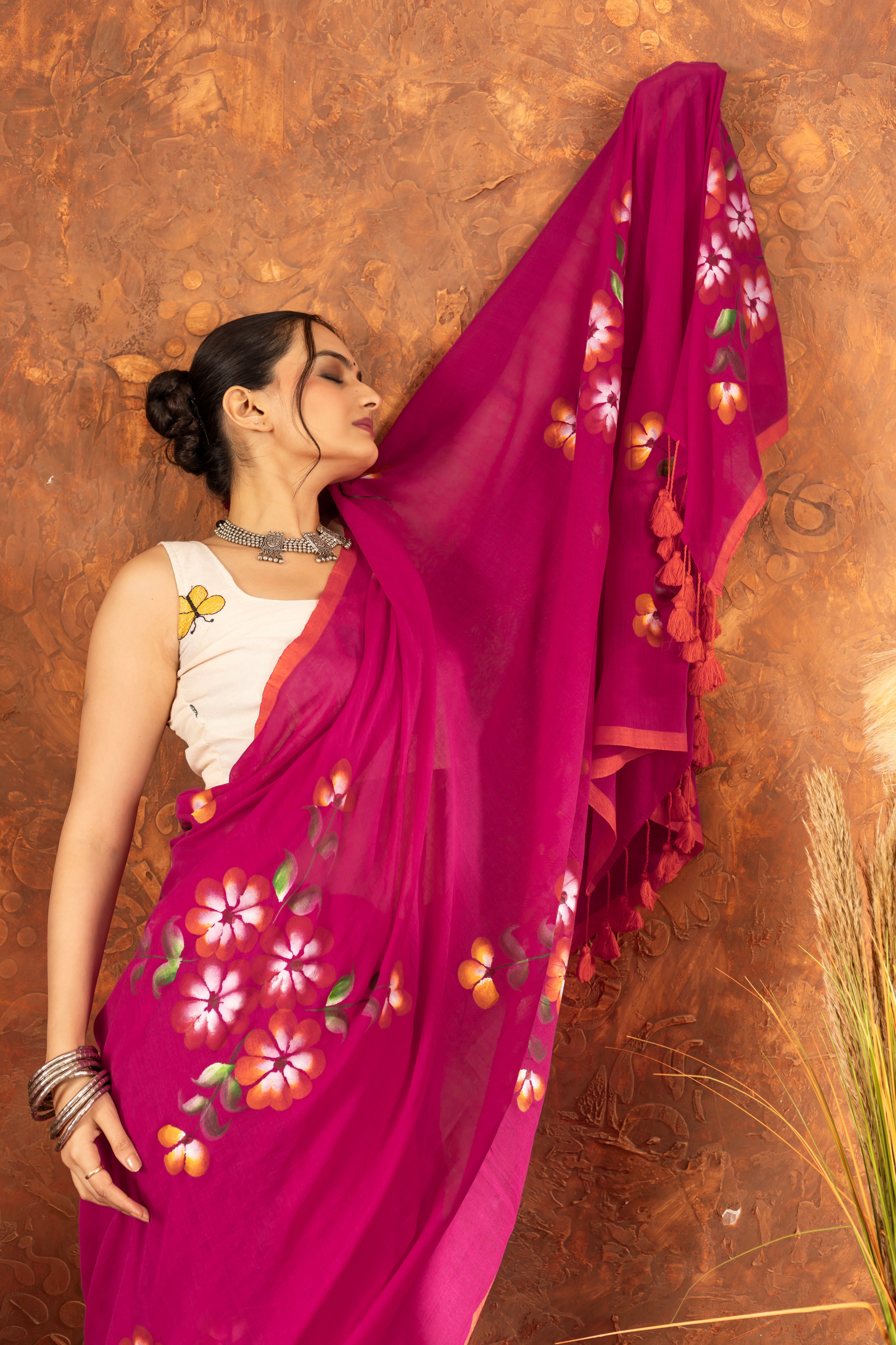 V I M A L A || (Pink) Hand Painted Saree