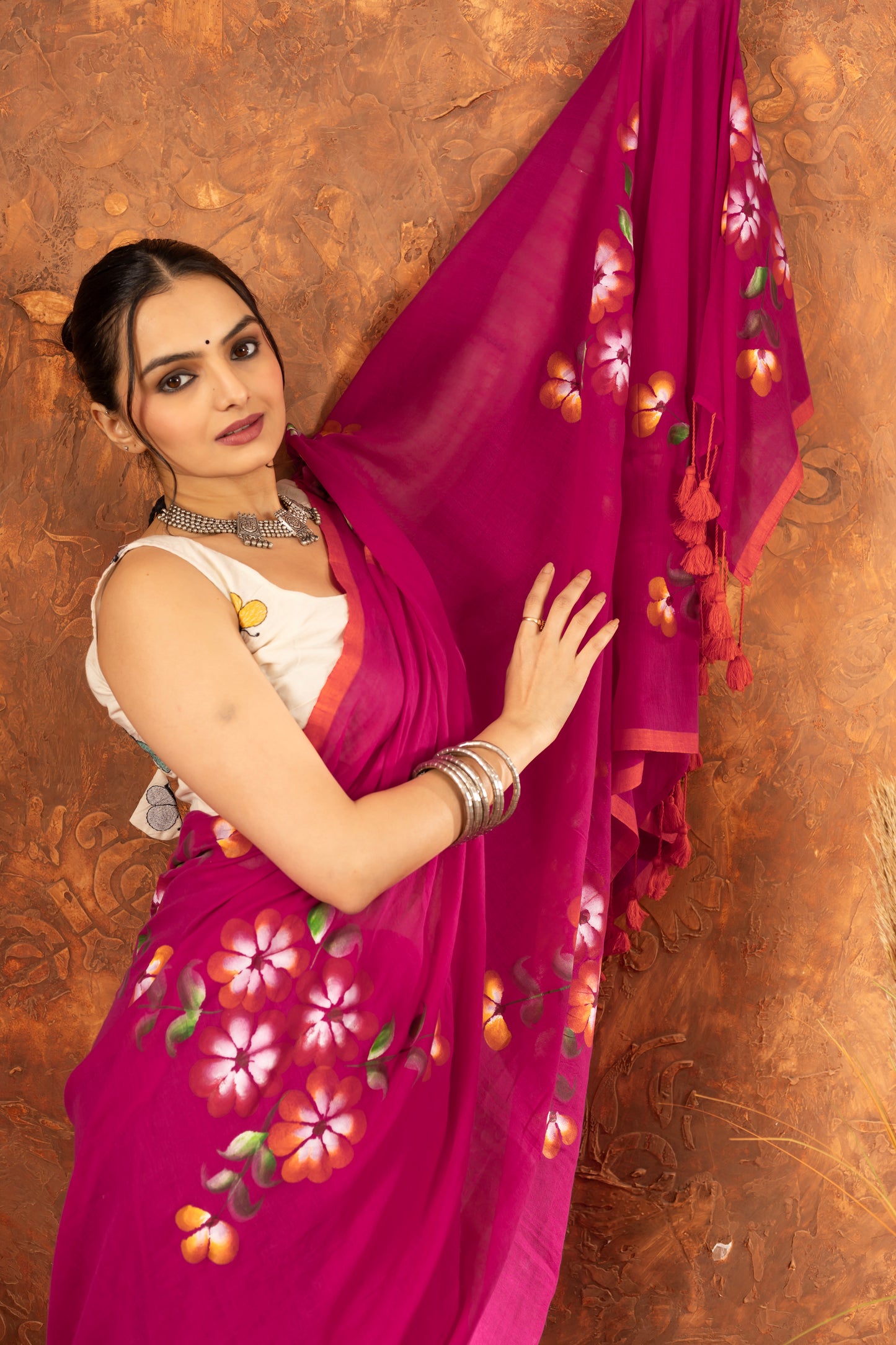 V I M A L A || (Pink) Hand Painted Saree