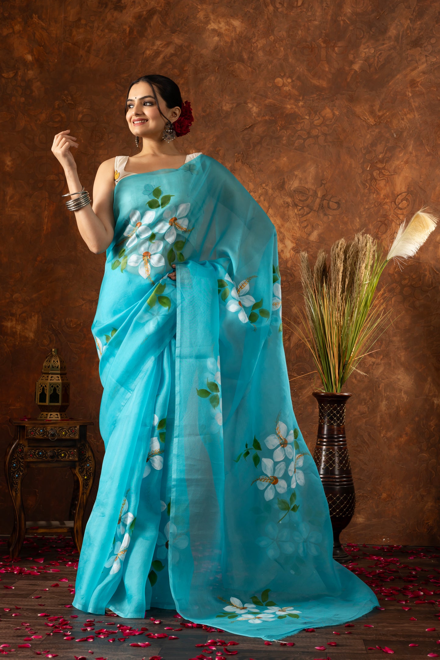 R E V A - R A A N I || Organza Saree with Hand Paint