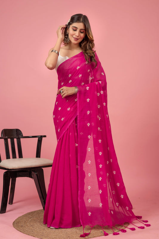 S H I U L I (PINK) || Mull Cotton Saree