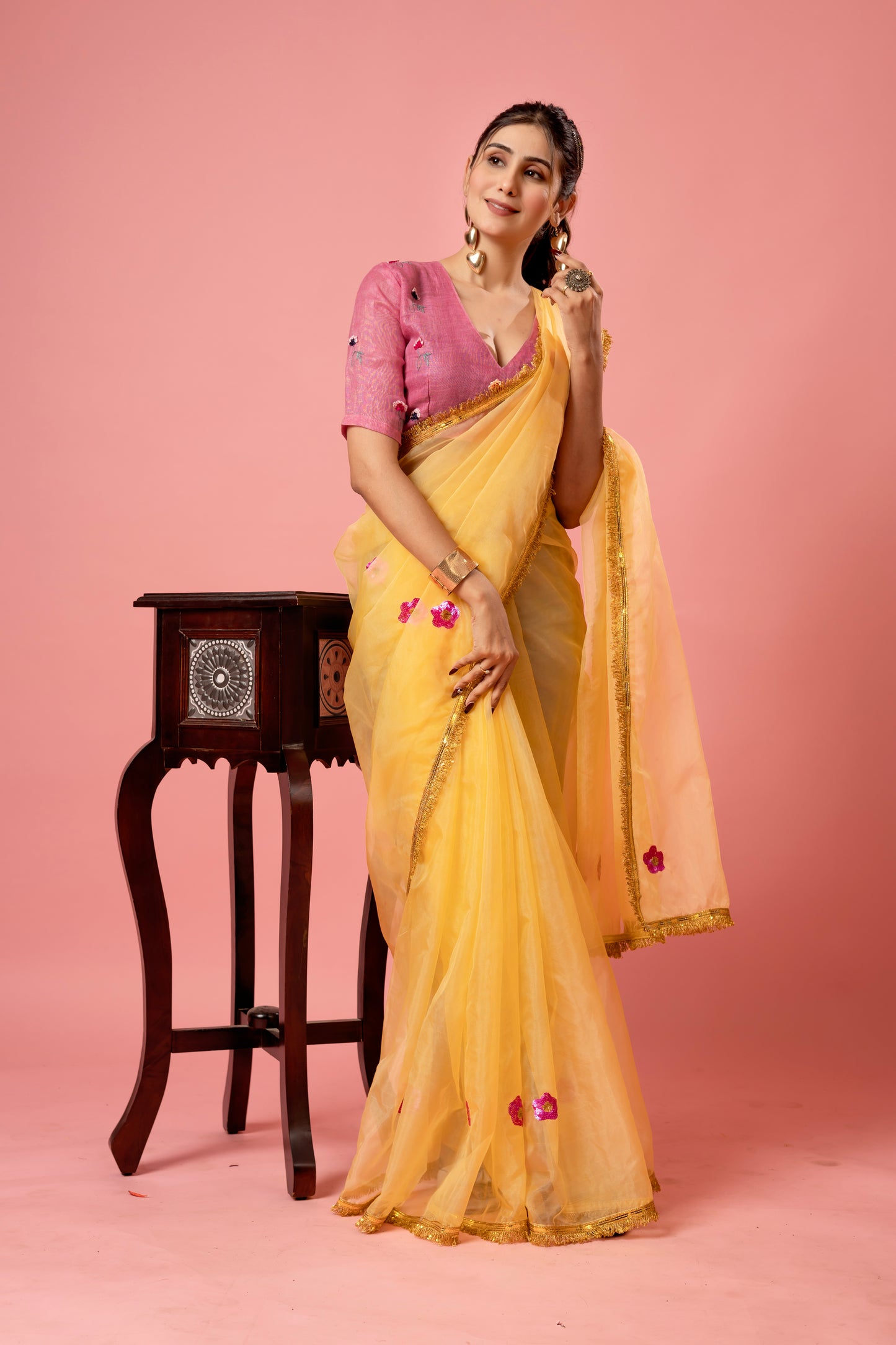 R O S H A N I || Organza Sequence work Saree