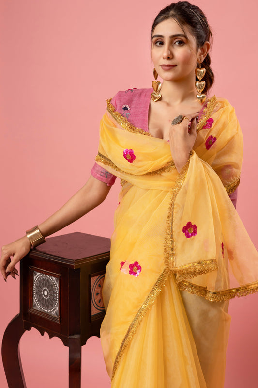 R O S H A N I || Organza Sequence work Saree