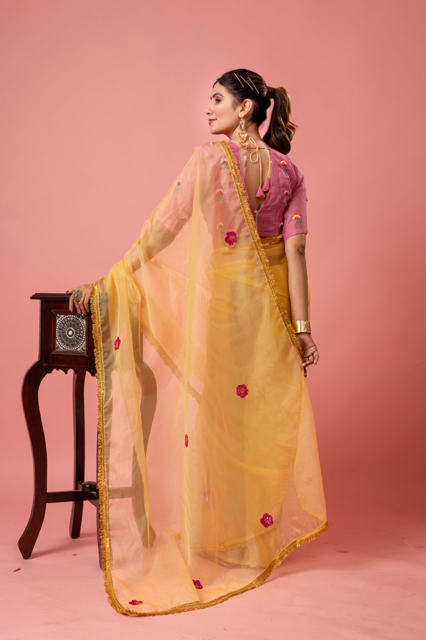 R O S H A N I || Organza Sequence work Saree