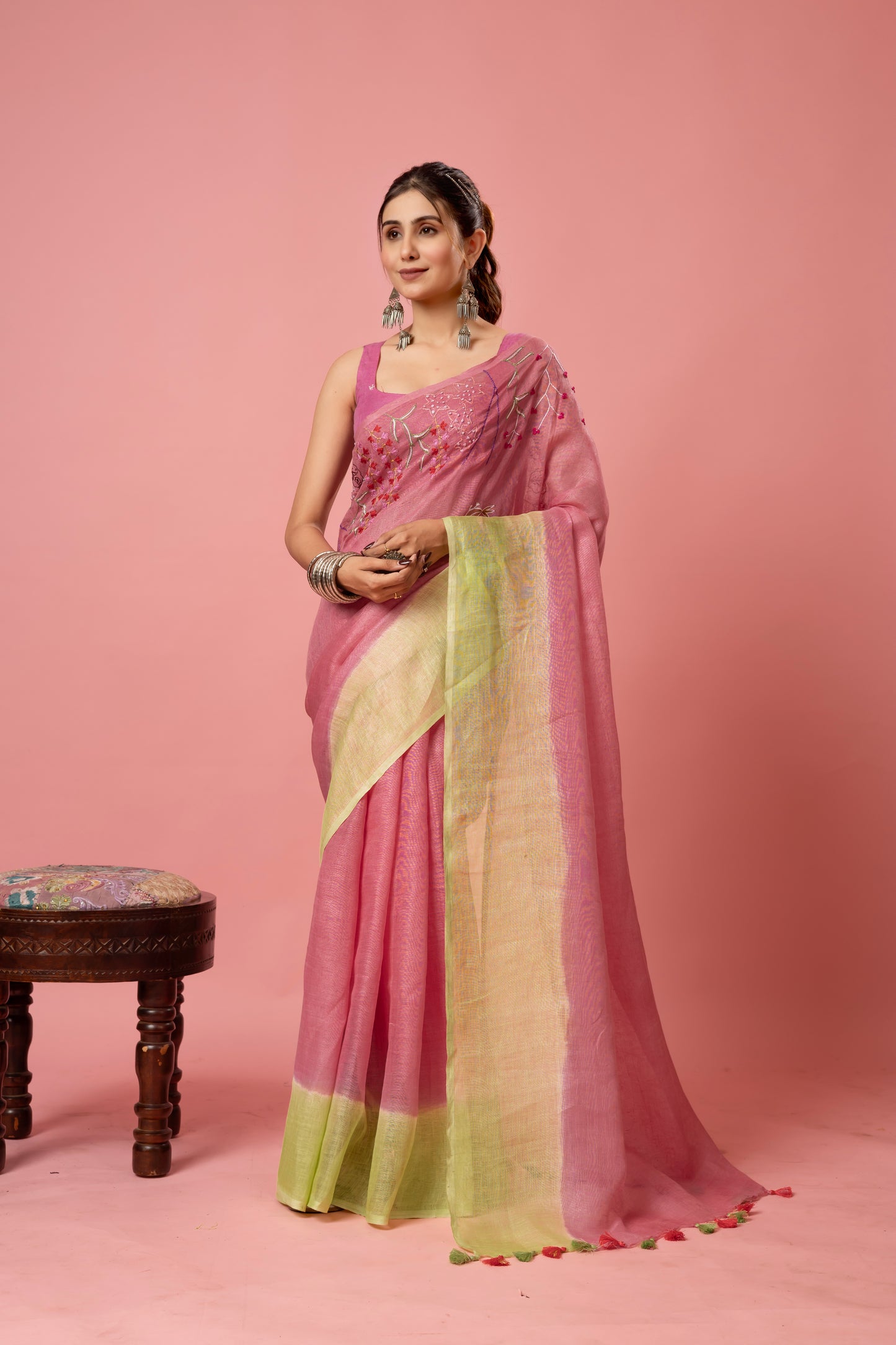 S W A R N A || Pure Linen Saree