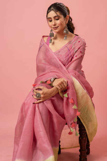 S W A R N A || Pure Linen Saree