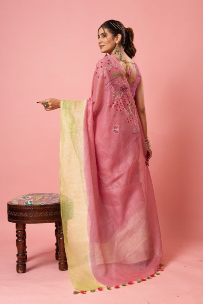 S W A R N A || Pure Linen Saree