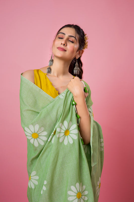 V I D H Y A || Khadi Cotton Saree with Hand Paint