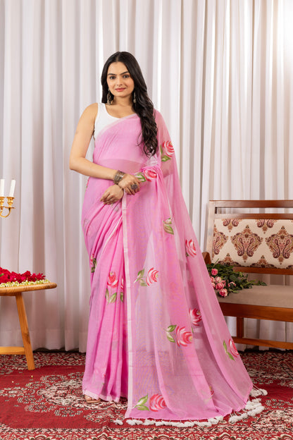 K A N D || Mull Cotton Saree with Hand Paint