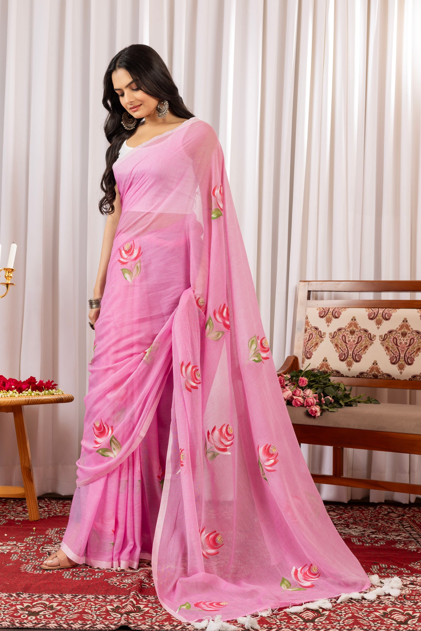 K A N D || Mull Cotton Saree with Hand Paint