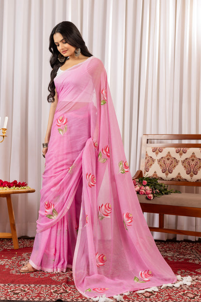 K A N D || Mull Cotton Saree with Hand Paint