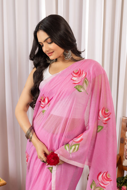 K A N D || Mull Cotton Saree with Hand Paint