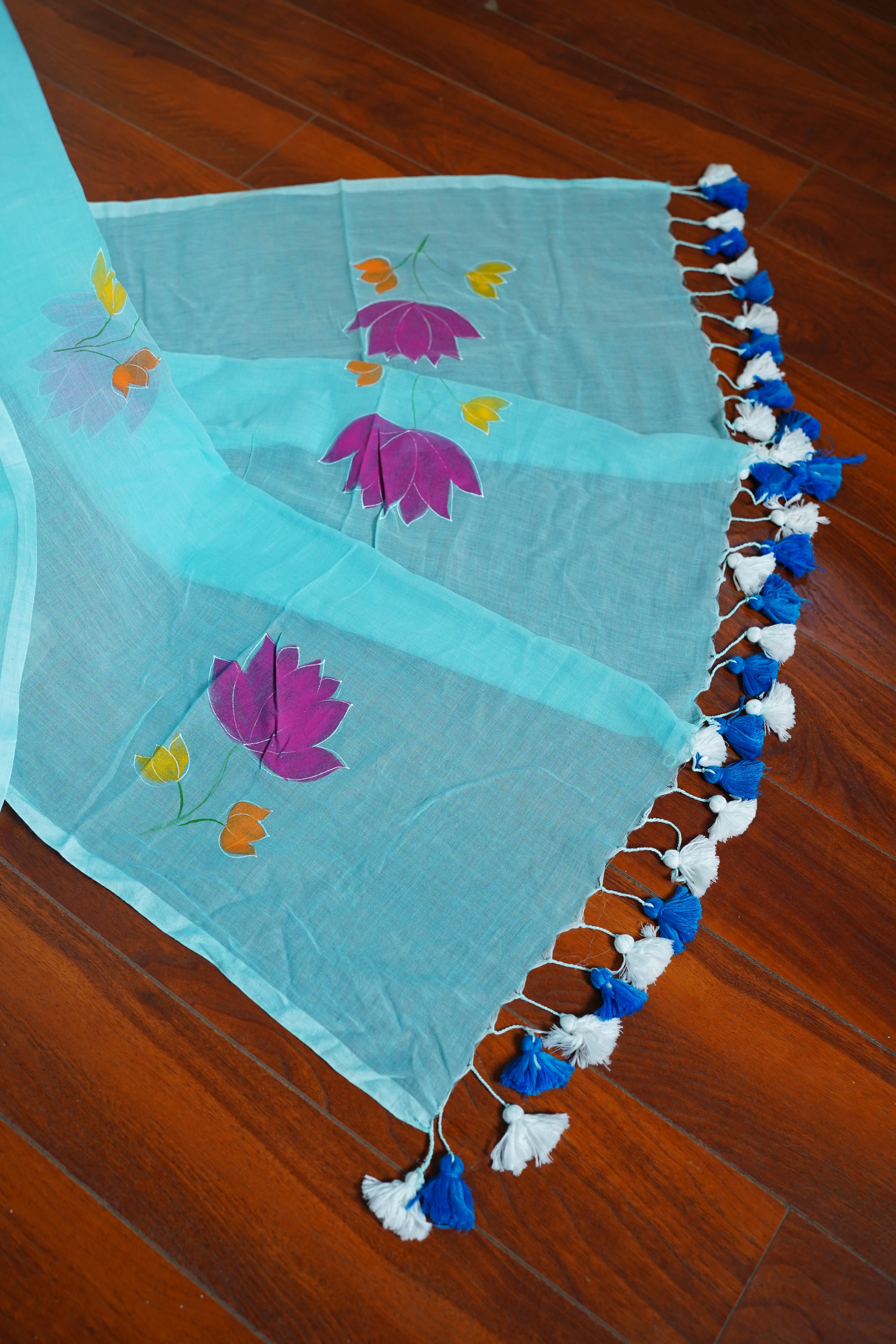 S A D H A V I || Mull Cotton Saree with Hand Paint