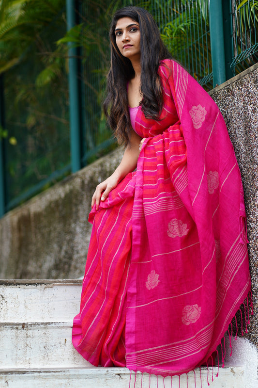S I N D H U J A ||Pure Linen Saree