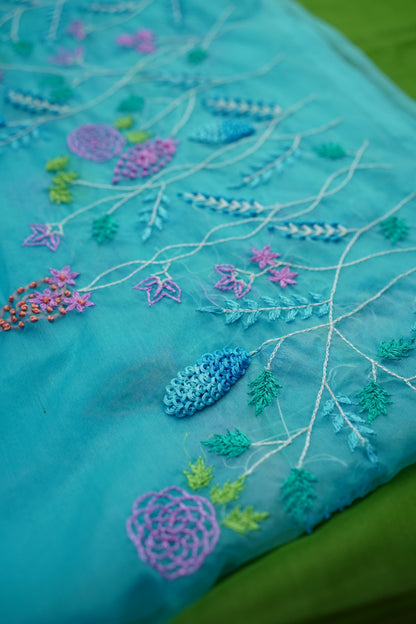 B A N D I N I || Organza Hand-Embroidery Saree