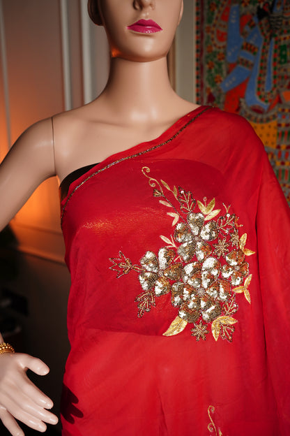 R A S E S H W A R I || Organza Sequence work Saree
