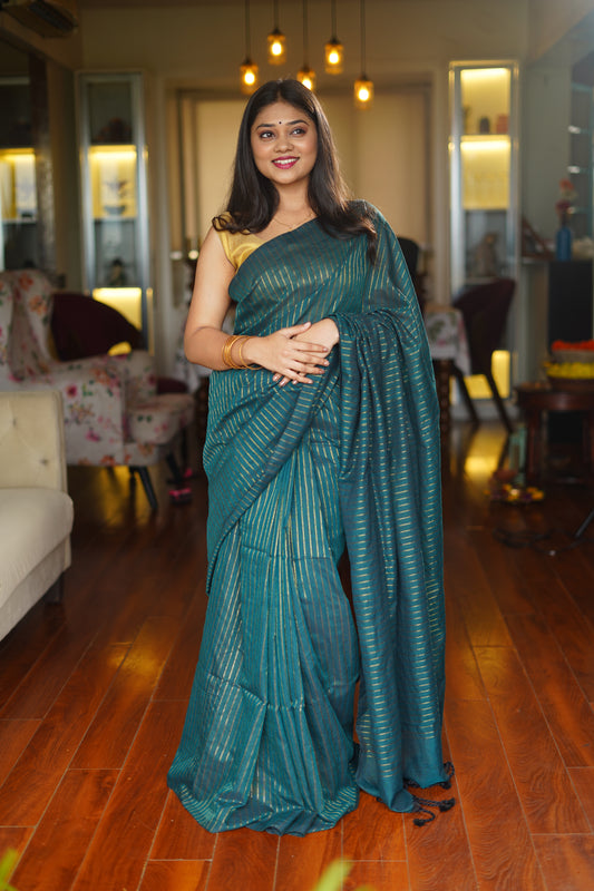 A M B I K A || Khadi Cotton Saree with Zari Strips