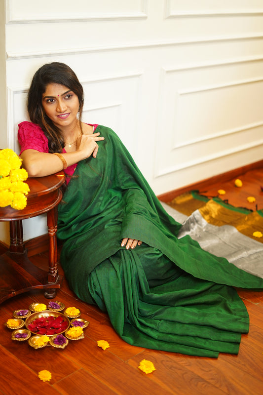 A M B A || Pure Khadi Cotton Saree with Zari Pallu