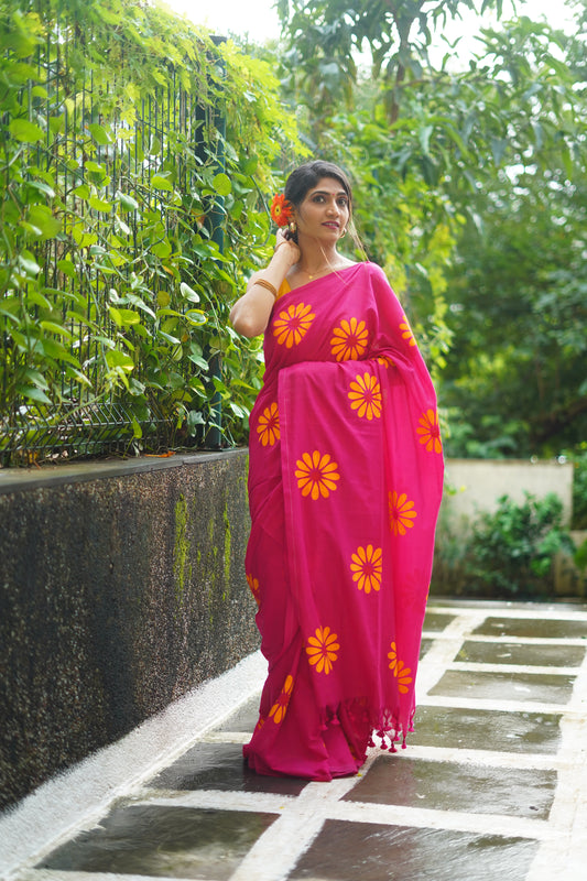 S A N D H Y A || Khadi Cotton Saree with Hand Paint
