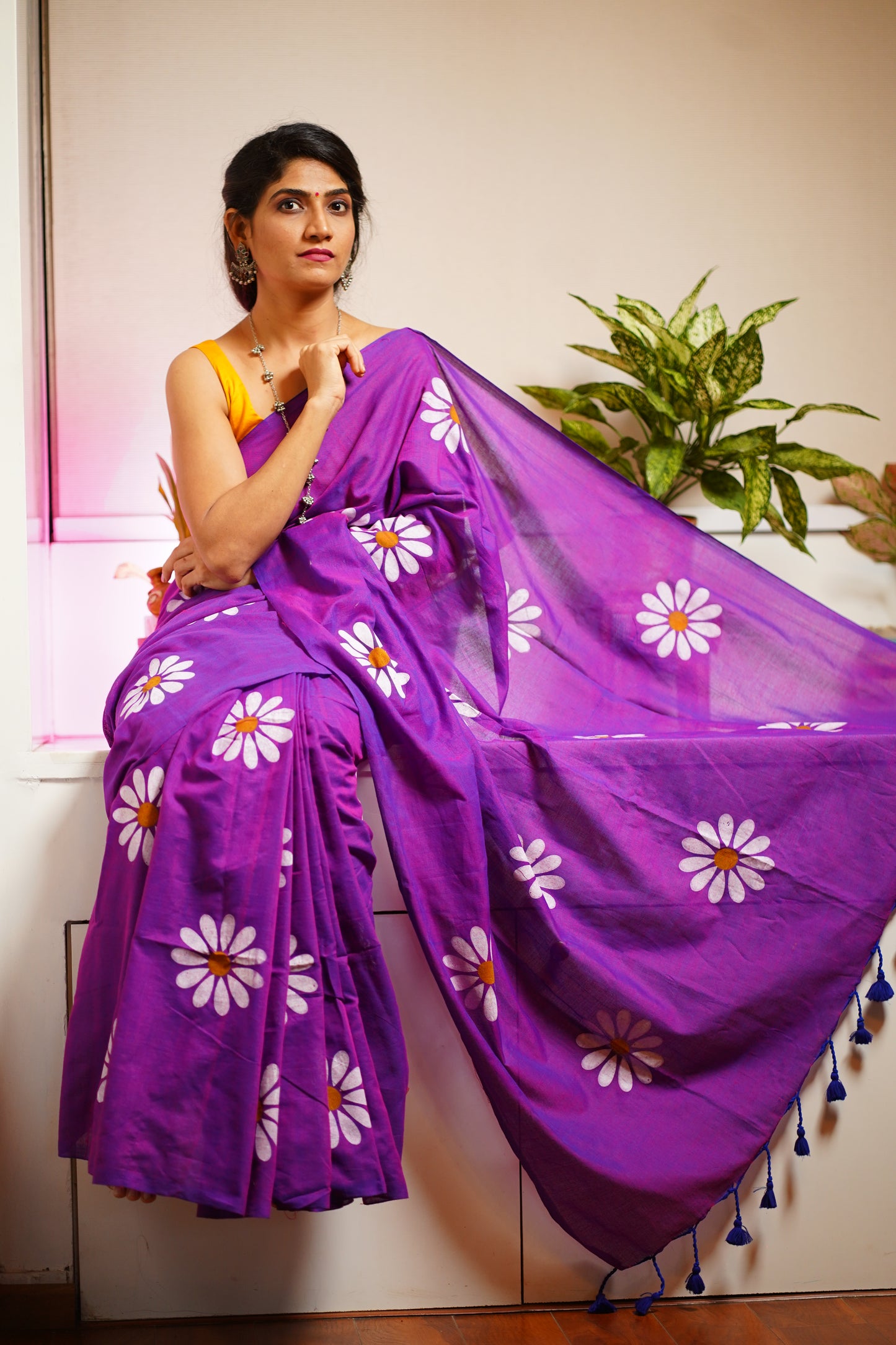 M A D H Y A || Khadi Cotton Saree with Hand Paint