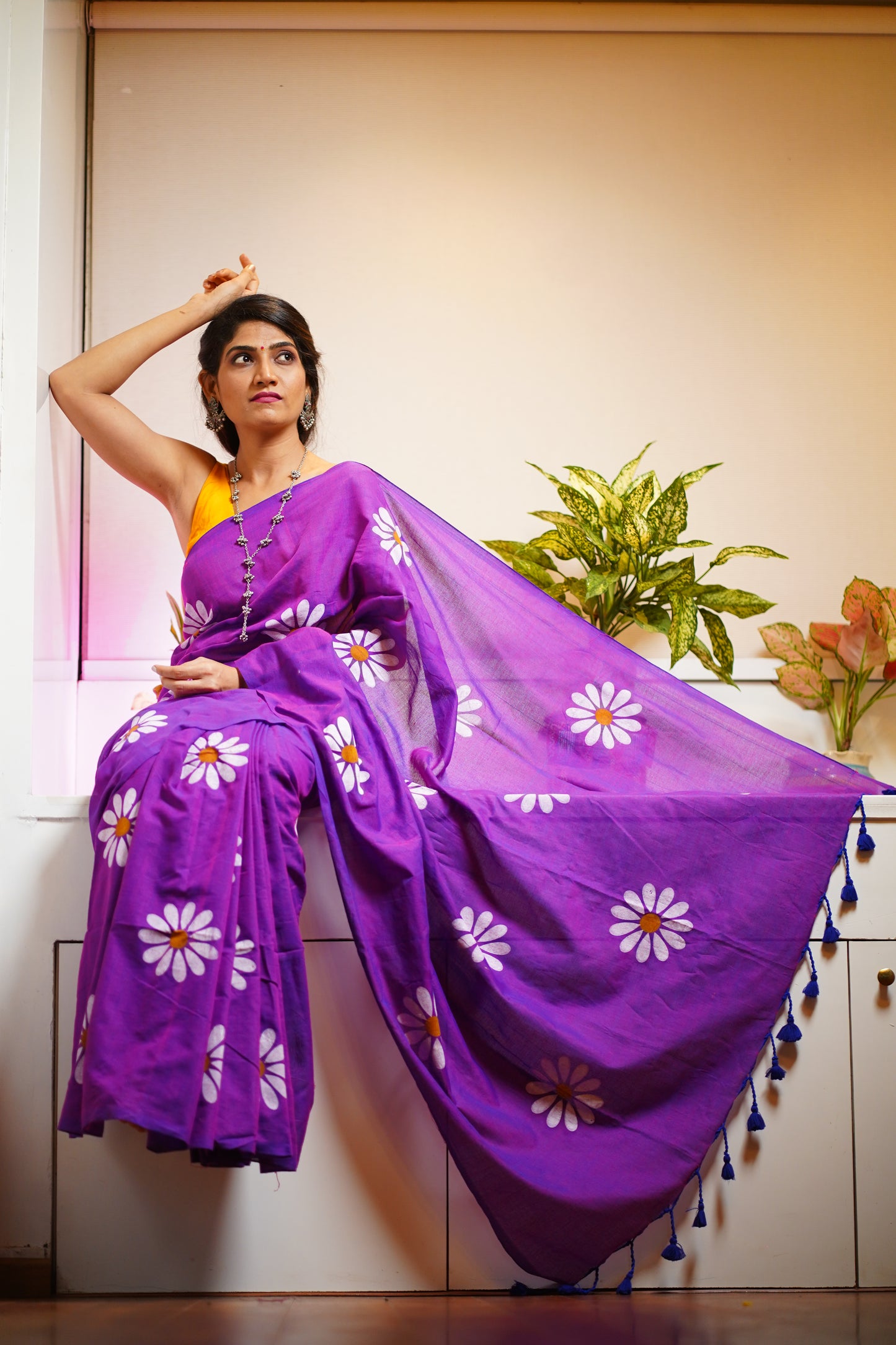M A D H Y A || Khadi Cotton Saree with Hand Paint