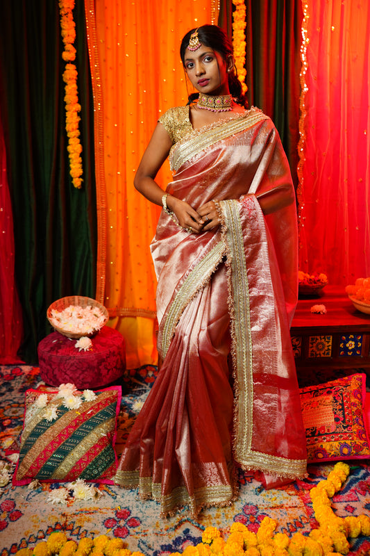 S U B H A D R A || Banarasee Tissue saree with Kiran Lace