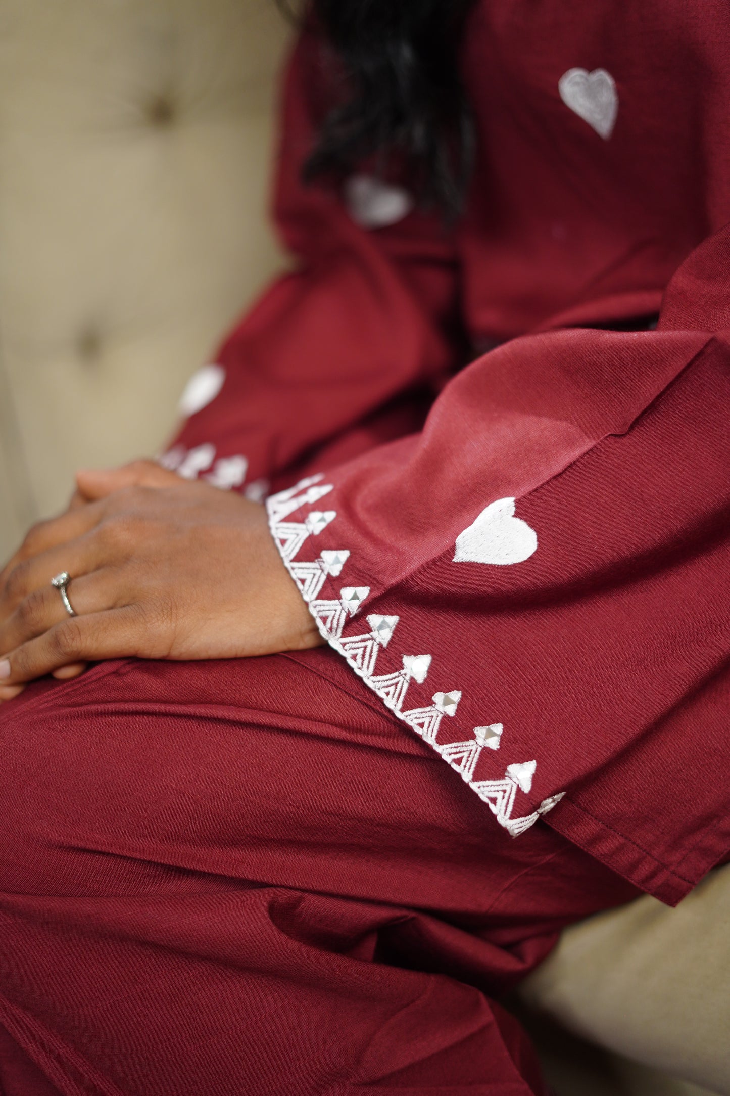 Maroon Heart Embroided Oversized Farshi Salwar Set || Dhadkan