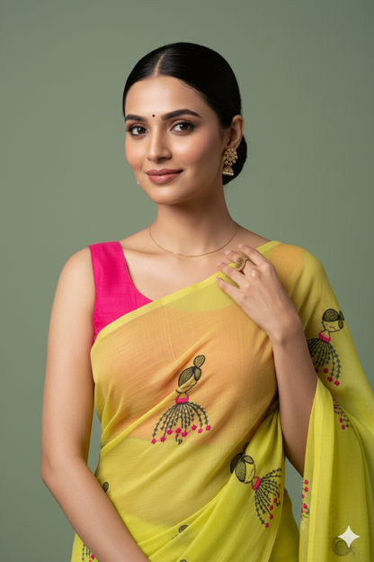 B A N D I N I || Mull Cotton Saree with Embroidery Work