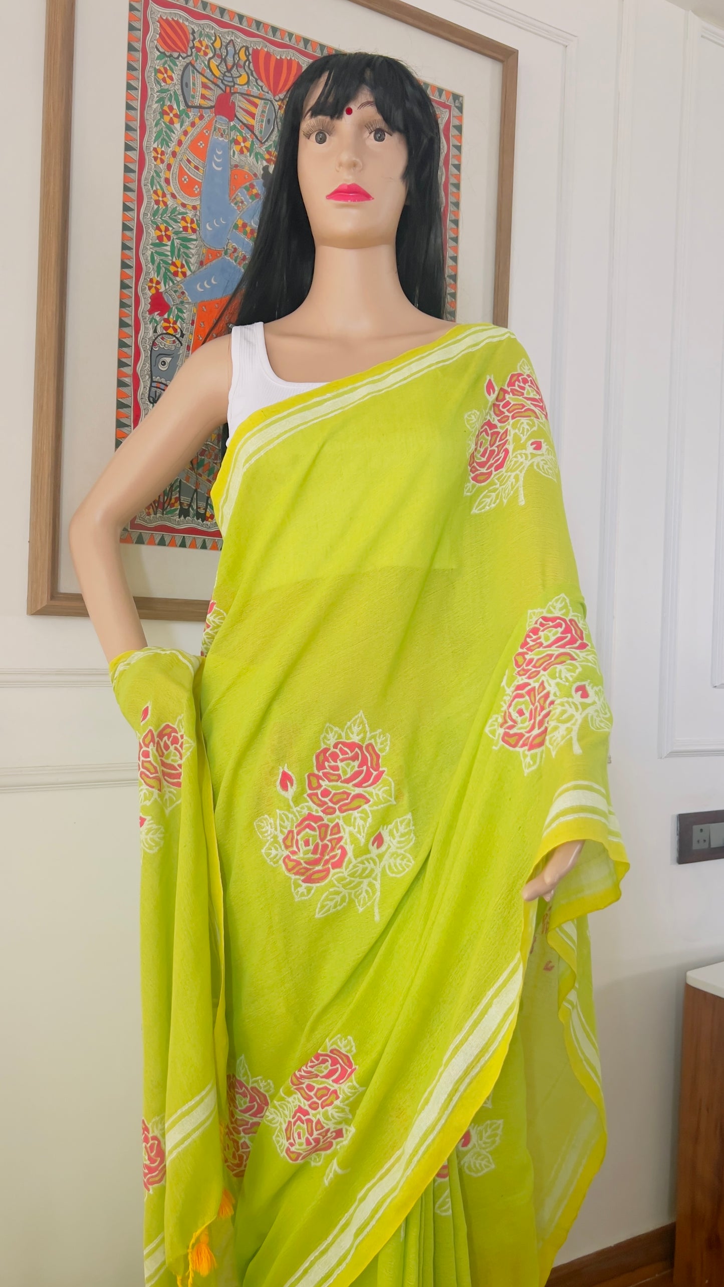 P A V A N I || Khadi Hand Block Paint Cotton Saree