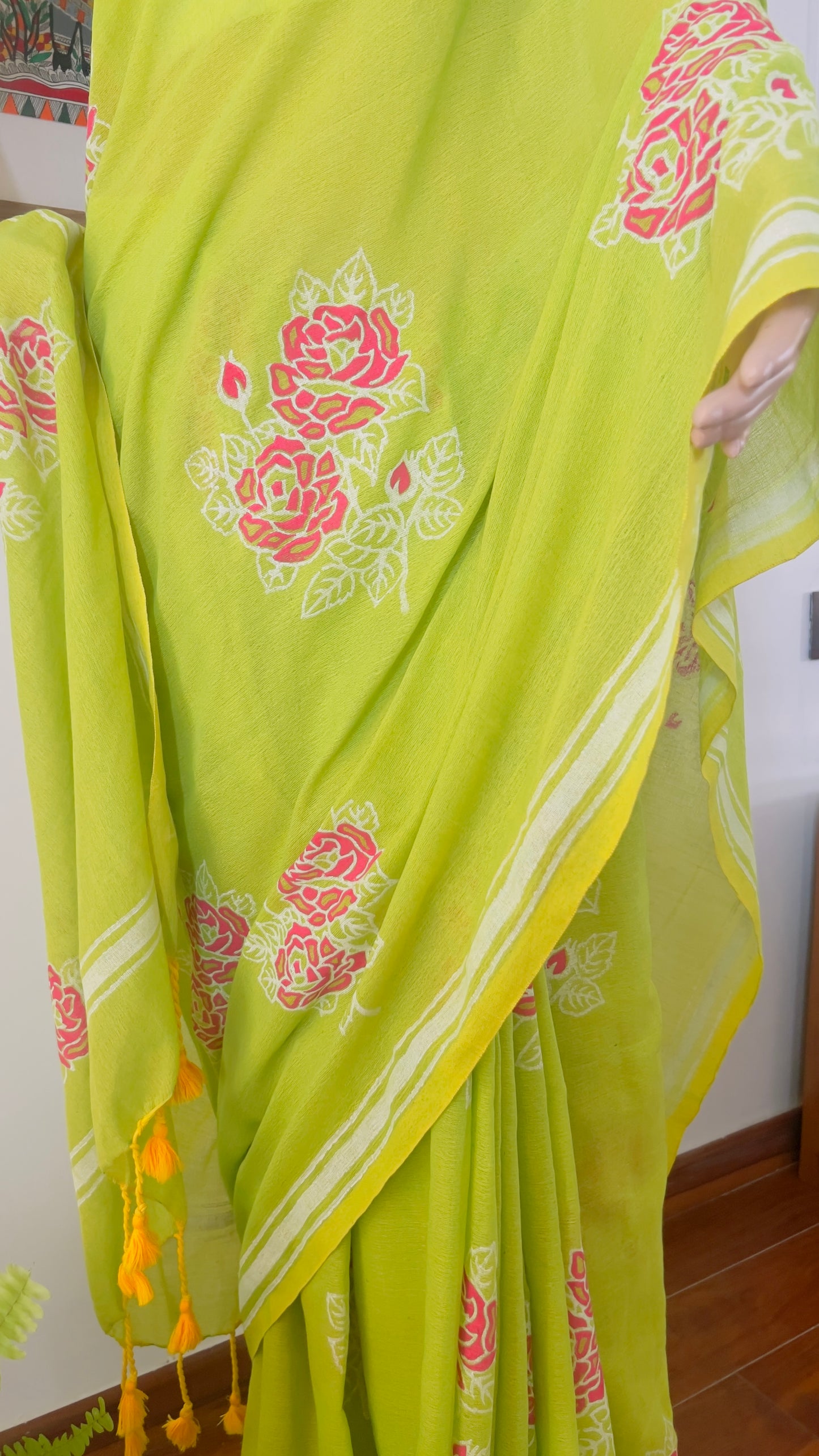 P A V A N I || Khadi Hand Block Paint Cotton Saree