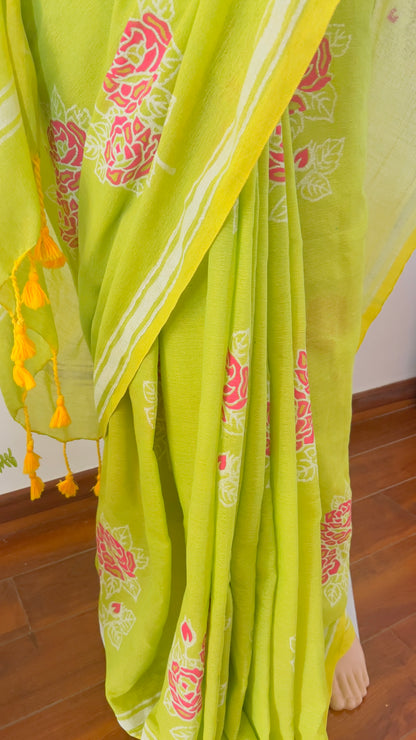 P A V A N I || Khadi Hand Block Paint Cotton Saree