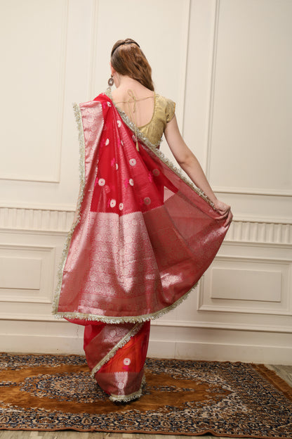 D E V A K I ||Banarsee Tissue Saree with Kiran Lace