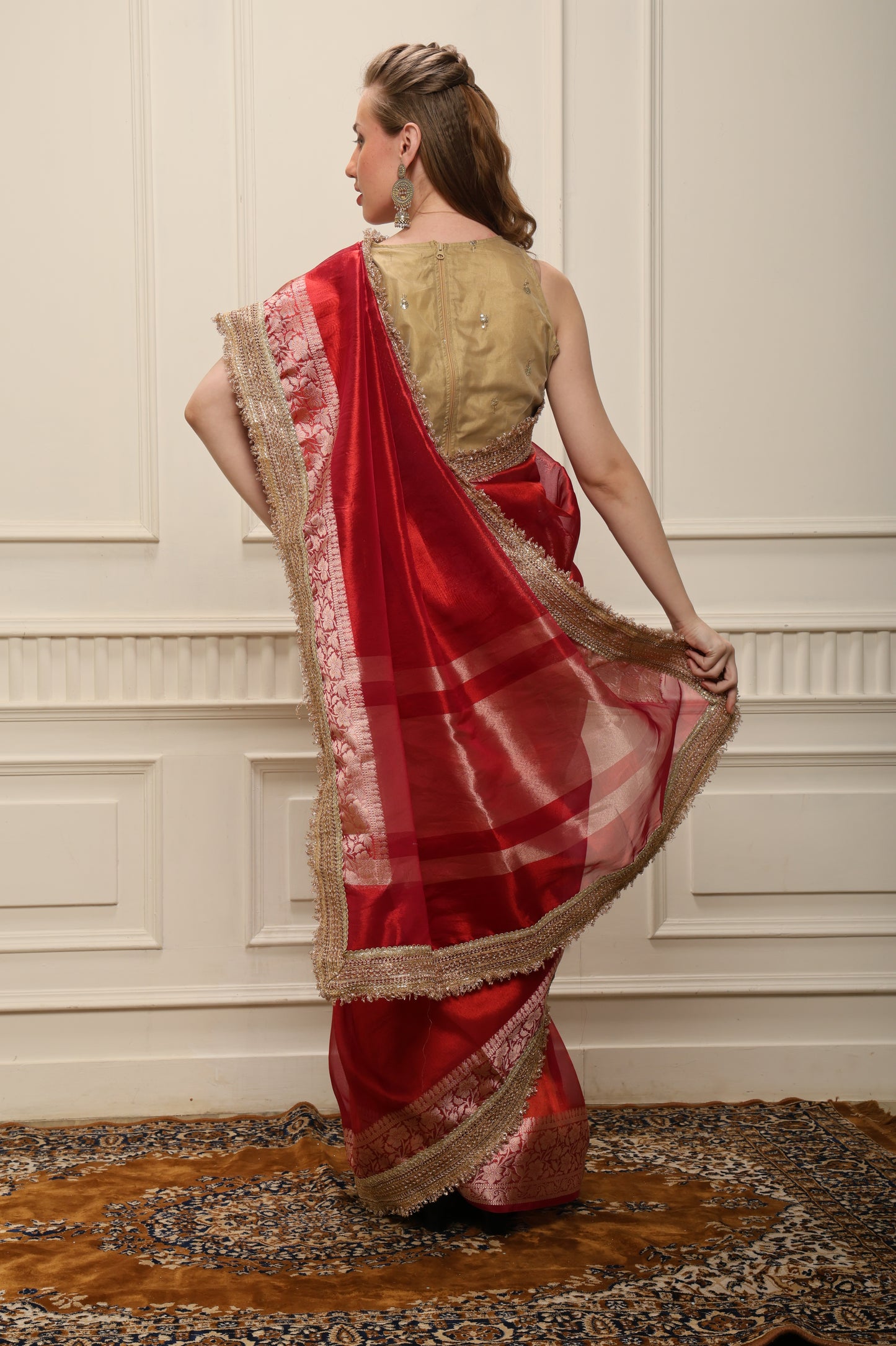 N A N D I N I || Banarasee Tissue saree With Kiran Lace
