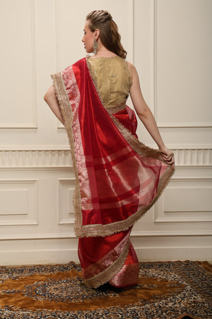 N A N D I N I || Banarasee Tissue saree With Kiran Lace