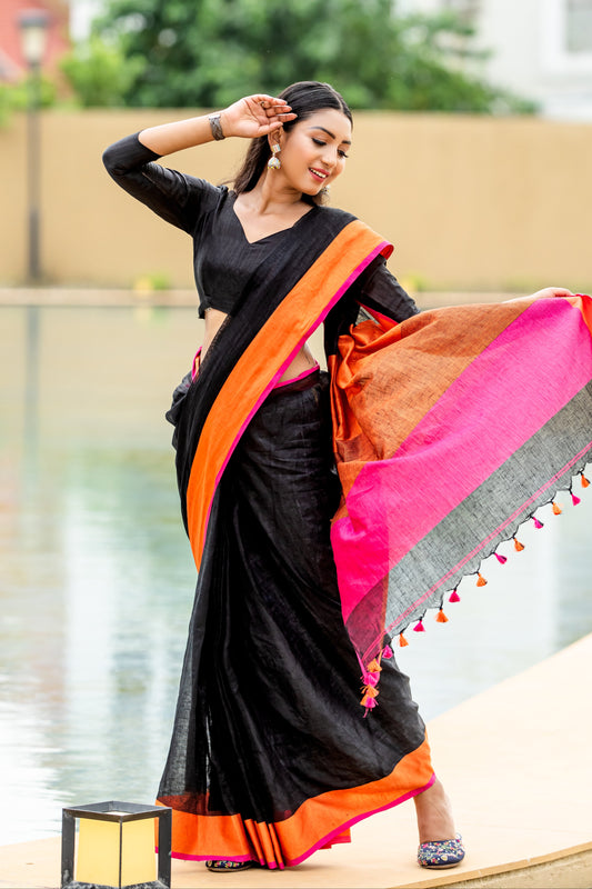 S A R A S W A T I || Pure Linen Saree