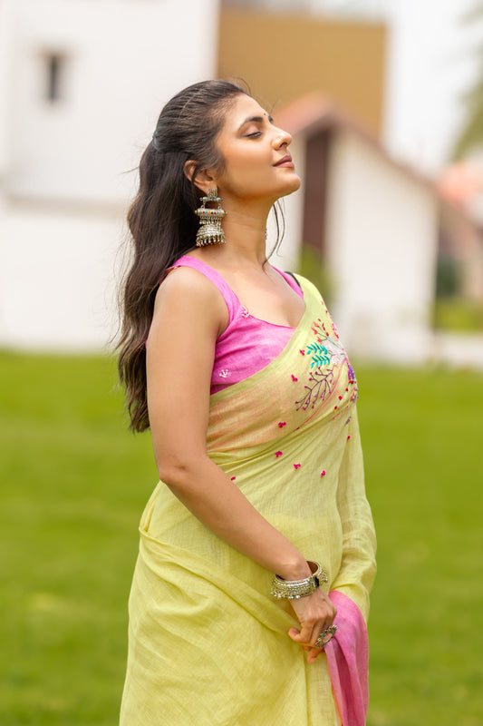 N A R M A D A || Pure Linen Saree