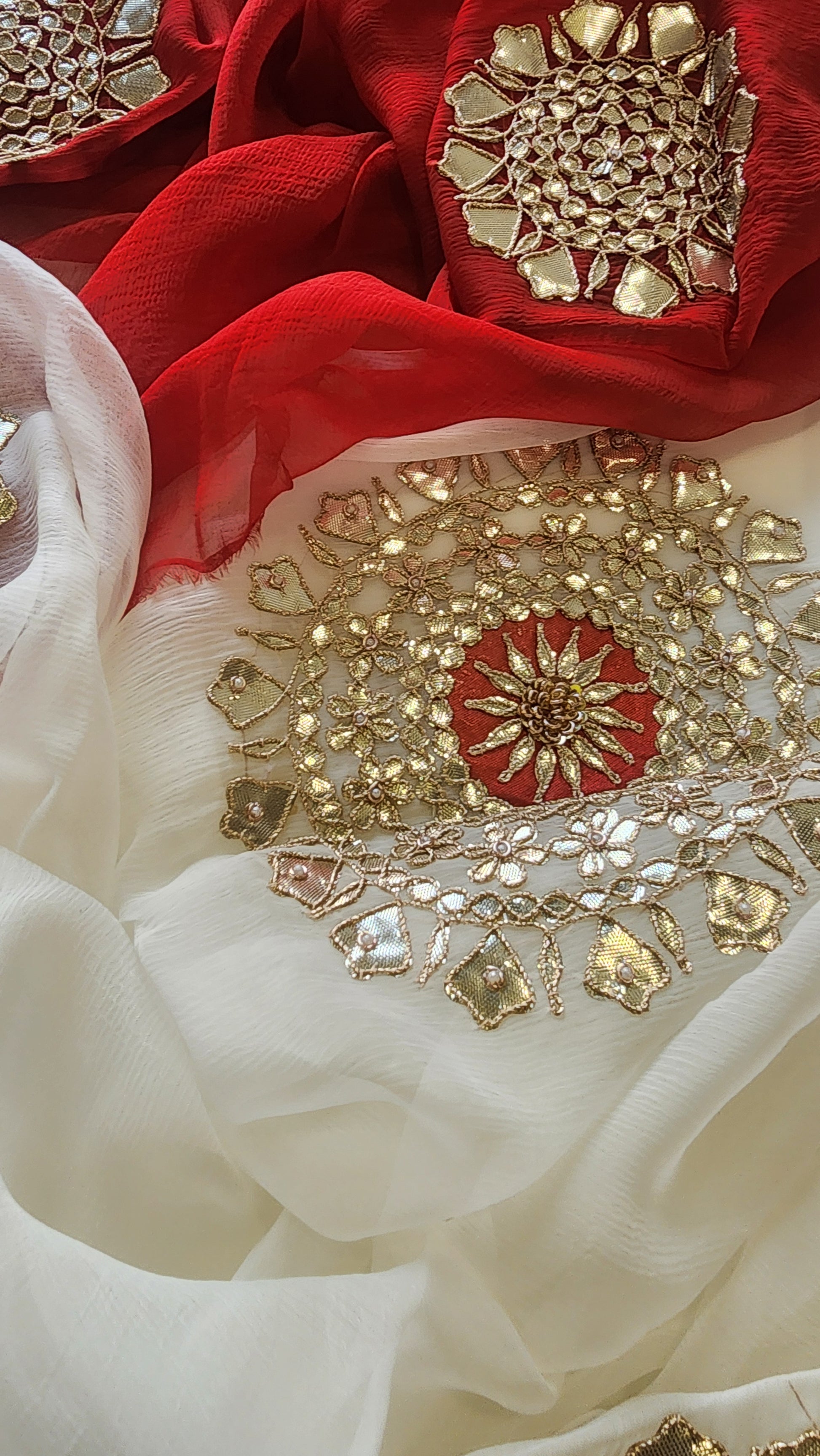 Pure Diamond Chiffon Saree , Golden Gota work , Pure Chiffon saree online , Chiffon Saree online , Pure Chiffon fabric