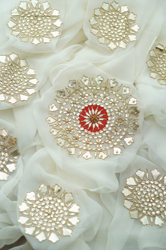 Pure Diamond Chiffon Saree , Golden Gota work , Pure Chiffon saree , Chiffon Saree online , Pure Chiffon fabric