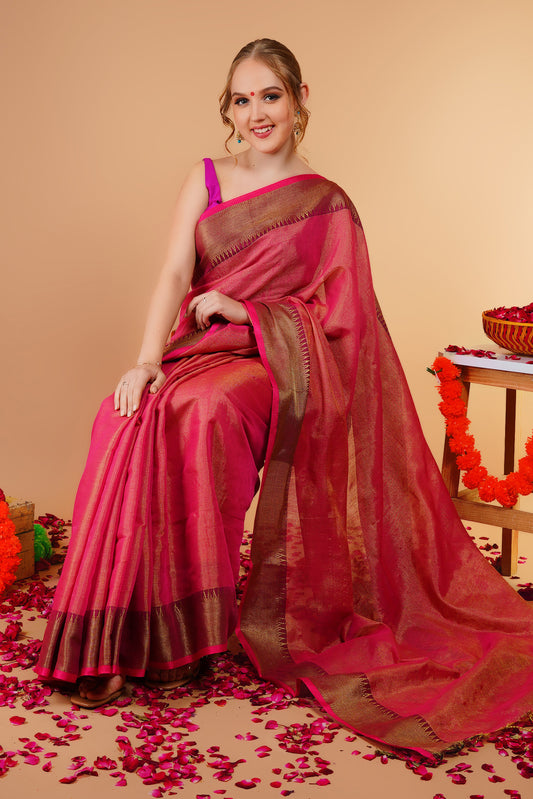 M A D H U R I || Handloom Raga Tissue Saree