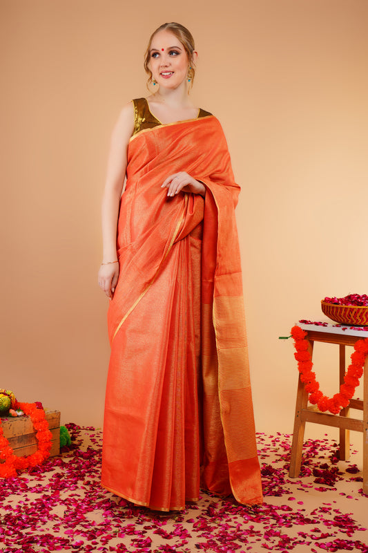 S O N A L I || Tissue Linen Saree
