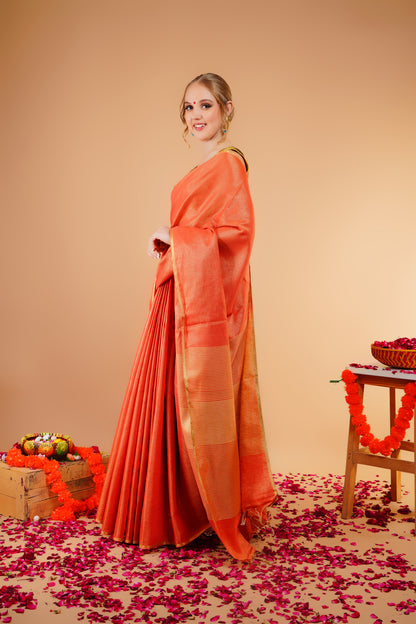 S O N A L I || Tissue Linen Saree