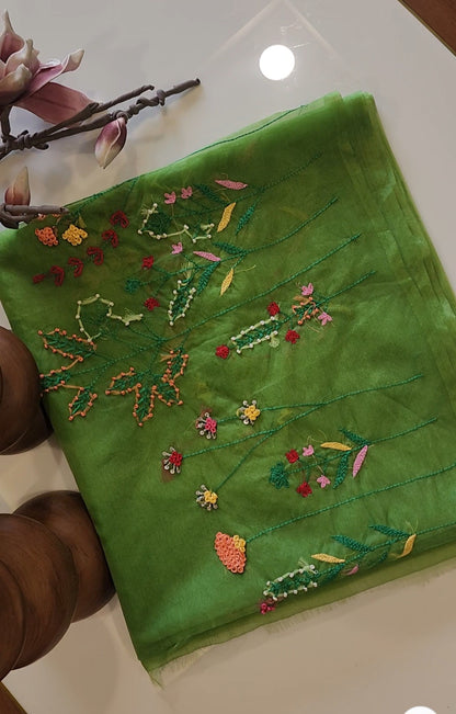 C H A H A T || Hand Embroidery Organza Saree